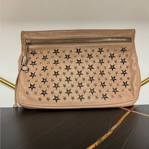 Jimmy Choo Tan Star-Studded Clutch